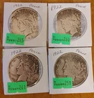 1922  Peace Silver Dollars, LOT OF 4!! 90% Silver