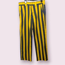 Dickies Womens Yellow & Navy Wide Stripe Workwear Trousers 30W X 32L