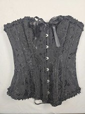 Women's Black Overbust Strapless Boned Lace-Up Corset Top Sz S Gothic Victorian