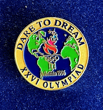 1996 ATLANTA OLYMPIC GAMES PIN BADGE/DARE TO DREAM XXVI OLYMPIAD/TORCH LOGO