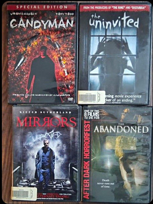 Horror DVD Lot Of Four Movies: ''CANDYMAN''- ''MIRRORS''-''THE ABANDONED''-''UNINVITED