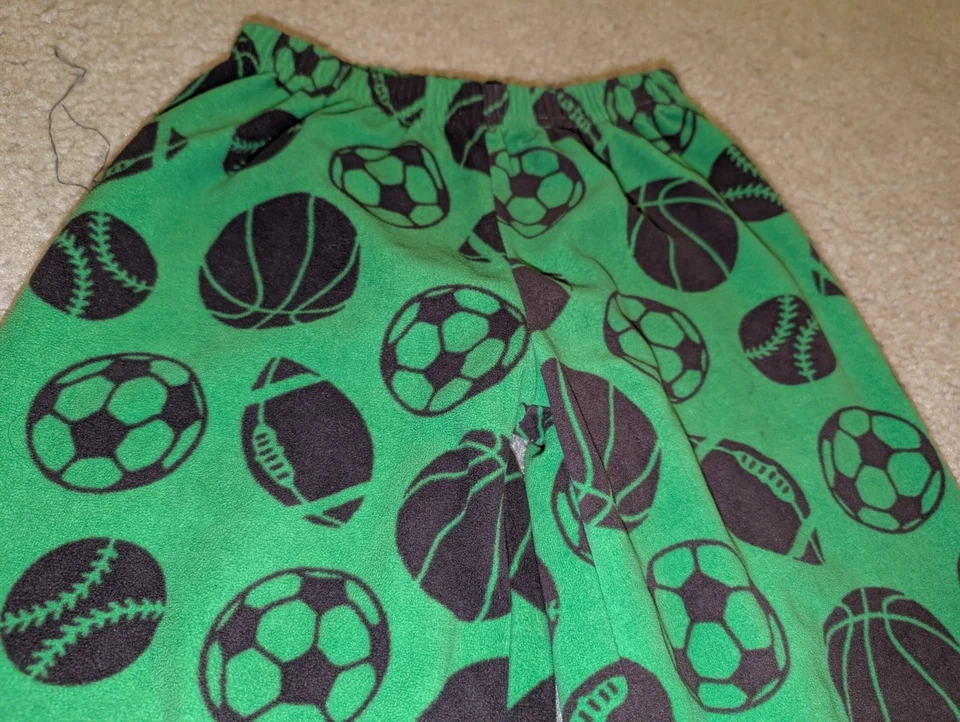 Boys Carter's Pajama Pants Size 5 Green Sports/Ball Theme - Image 2 of 4