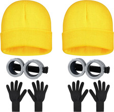 Yellow Cosplay Costume Accessories Adult, Yellow Beanie Goggles Gloves for Adult