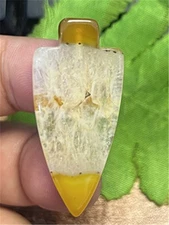 KU80390 44x20x7mm Yellow/white Druzy Geode Agate Arrow Pendant Bead