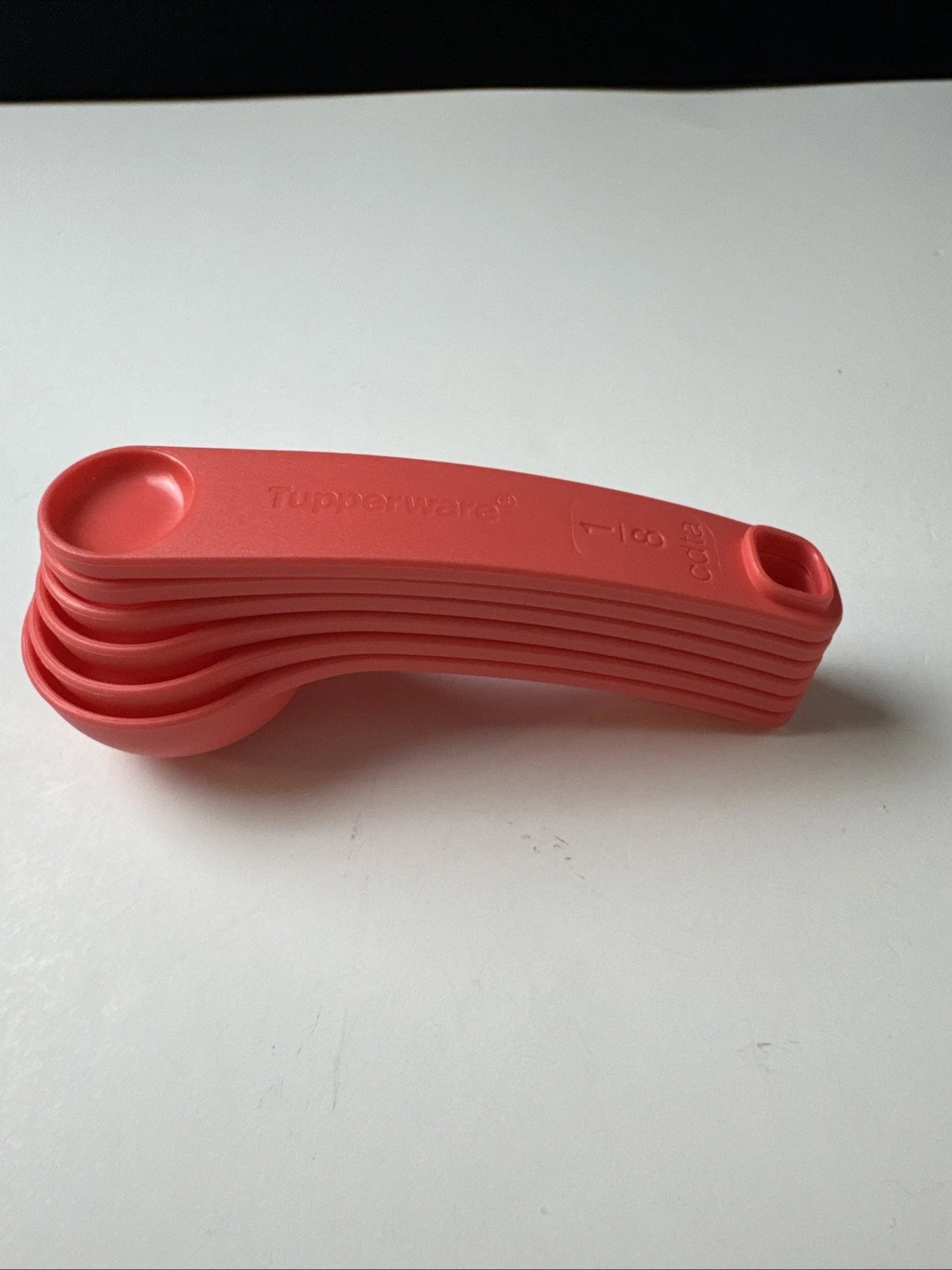 Tupperware Measuring Mates Measure Set Nesting SPANISH Markings Coral Orange New