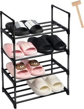 Ywinler 4 Tier Shoe Racks, Metal Shoe Storage Organiser Narrow Shoe Racks for