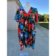 Floral Mini Summer Dress Womens 3XL Multicolor Excellent V-Neck Short Sleeve