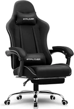 GTPLAYER Gaming Chair with Footrest, Computer and Lumbar Black 