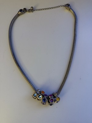 Halskette Vintage Kette Silber Edelstahl Steine Bunt - Edel Chico s Design
