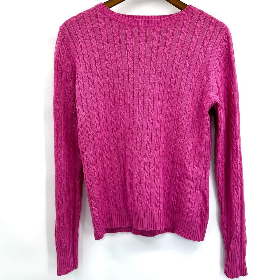 Suéter De Colección Covington Mujer M Rosa Cable Tejido Angora Cachemira Mezcla Lana Lujo Foto 3 de 4