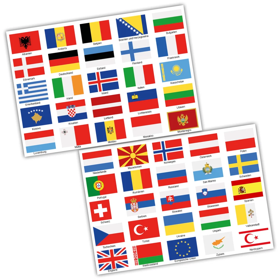 50 Länderfahnen Flaggen Aufkleber Set "Europa" Fahrrad Auto Motorrad R108 - Bild 2 von 4