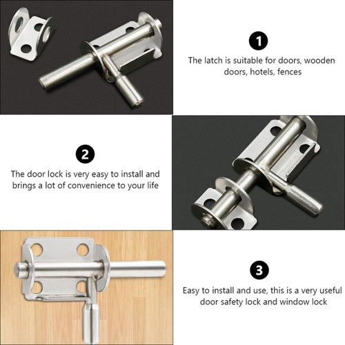 Stainless Steel Door Latch Sliding Lock Heavy Duty Door Latch Sliding Bolt US - Bild 6 von 12