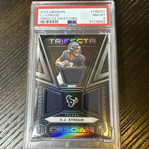 2023 Obsidian /199 CJ Stroud Trifecta TRI-CST RC Rookie Texans PSA 8