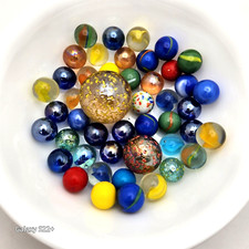 Vintage Marbles Lot of 43 Texture Cats eyes Swirl Rainbow Dark blue