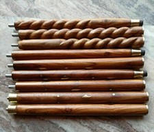 Set of 3 PCs 3 Fold Brown Wooden Walking Stick Cane For Head Handle Only Shaft