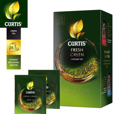 Curtis Green Chinese Tea FRESH GREEN 25 Tea Bags Made in Russia RF NO GMO