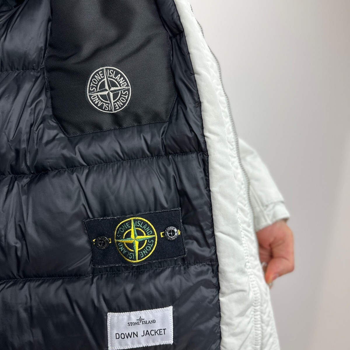 Stone Island David TC Down Parka Jacket White Mens Large Mid Stone Island David TC Down Parka Jacket White Mens Large Mid