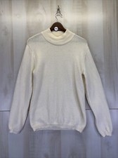 Liz Claiborne 100 Mernio Wool Ivory Knit Vintage Sweater Womens Large 9209