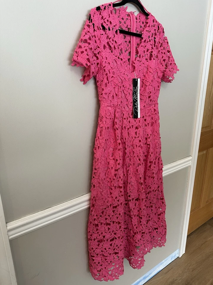 Vestido de encaje magenta para mujer Dalia Macphee talla mediana Foto 2 de 4