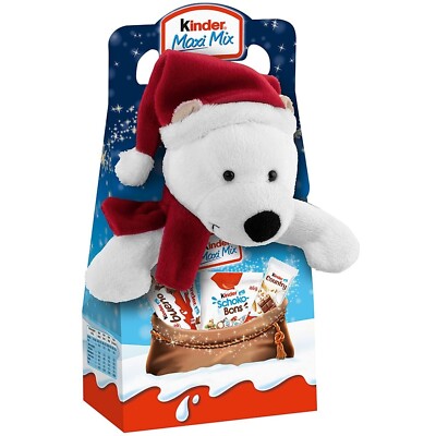 Kinder Maxi Mix Plüschtier Kuscheltier Enno Eisbär MHD 20.4.23 mit Verpackung