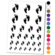 Cute Baby Footprints Silhouette Temporary Tattoo Water Resistant Set
