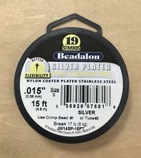 Beadalon Nylon Coated Silver Plated Bead Stringing Wire - 19 Strands .015"