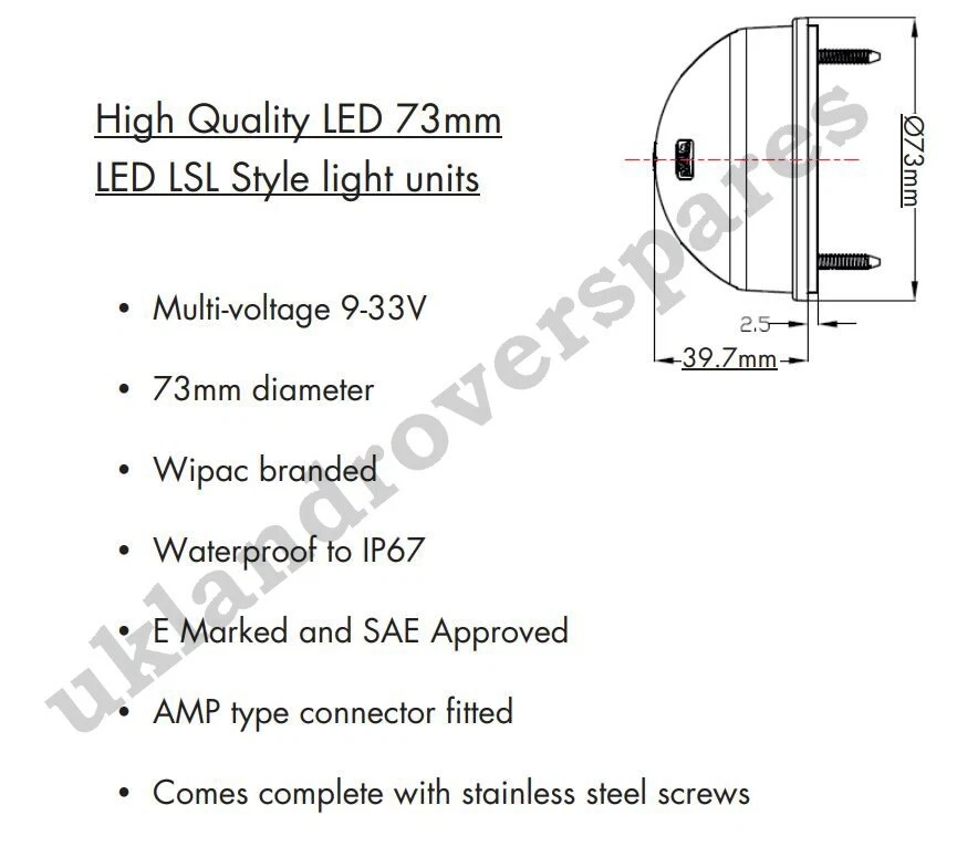 LAND ROVER DEFENDER - WIPAC LED FRONT CLEAR INDICATOR 73mm - XBD500040LED, S6063 - Image 3 of 4