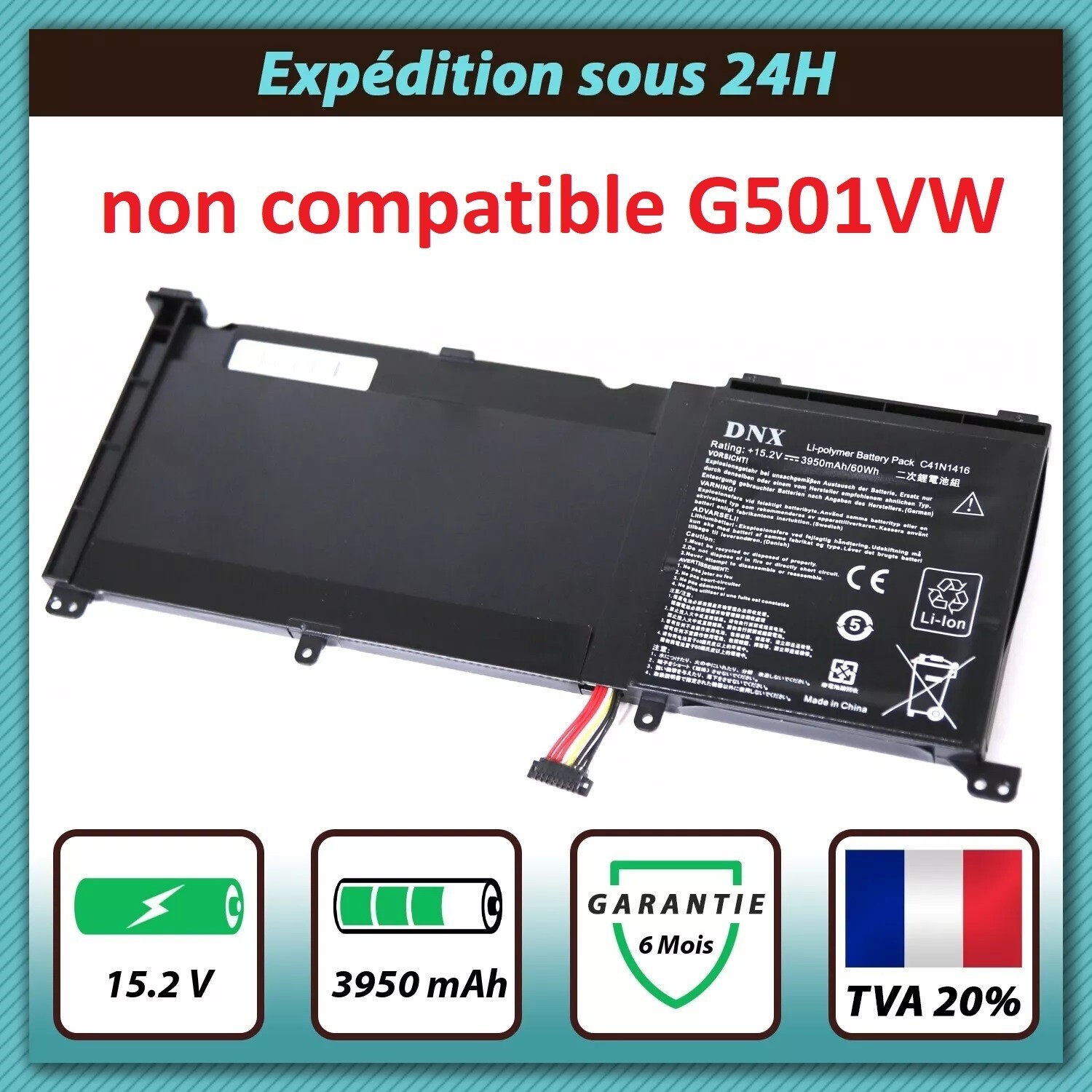 Batterie Asus UX501J Prolongez Vos Sessions de Télétravail sur ZenBook N501 Ordinateur Portable
