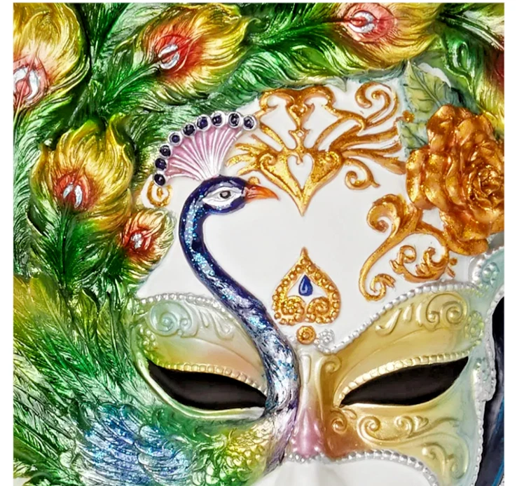 Design Toscano carnivale masquerade Venetian Mardi Gras masks peacock butterfly - Image 3 of 4