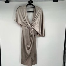 ASOS Twist Drape Velvet Midi Dress Women's Sz 6 Asymmetric Kimono Sleeve Wedding