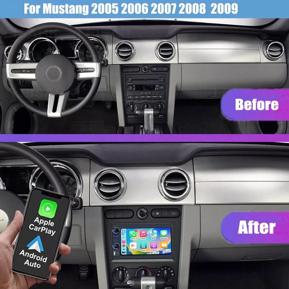 For 2005-2009 Ford Mustang CarPlay Android Auto Car Radio GPS Stereo Wifi Apple - Image 2 of 4