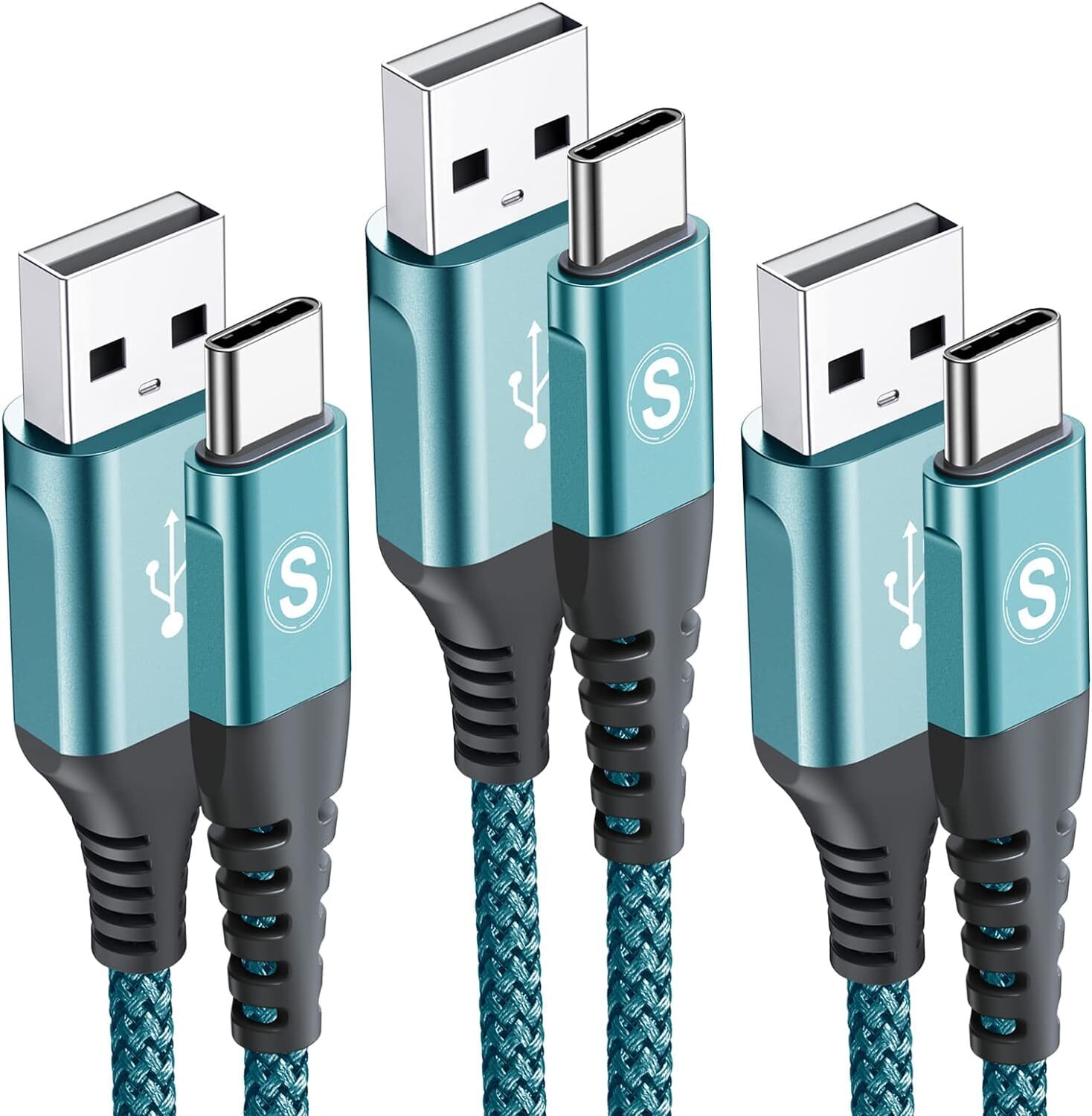3-Pack USB-C Fast Charging Cable 10ft 6.6ft 3.3ft USB-A to USB-C 3.1A Sweguard-image