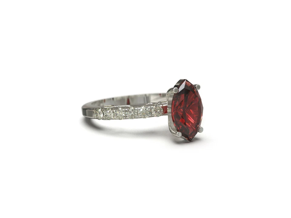 Anillo Granate Plata Banda Granate Rojo 4x8 Carpas 0.9 Ct Granate Aniversario Banda N Foto 2 de 4