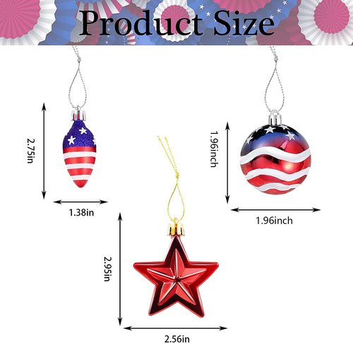 Sfcddtlg 12 Pcs Patriotic Ornaments Hanging Balls- 4Th of July Independence Day - Picture 2 of 12