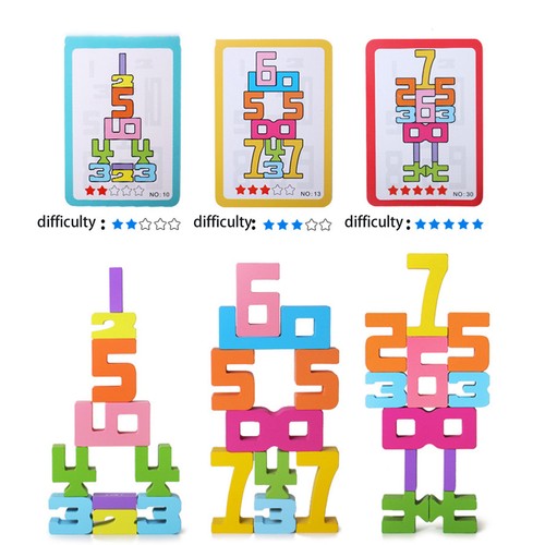 20X Wooden Stacking Toys Math Building Blocks Set Large Number Block for Kids 3+ - Picture 5 of 12