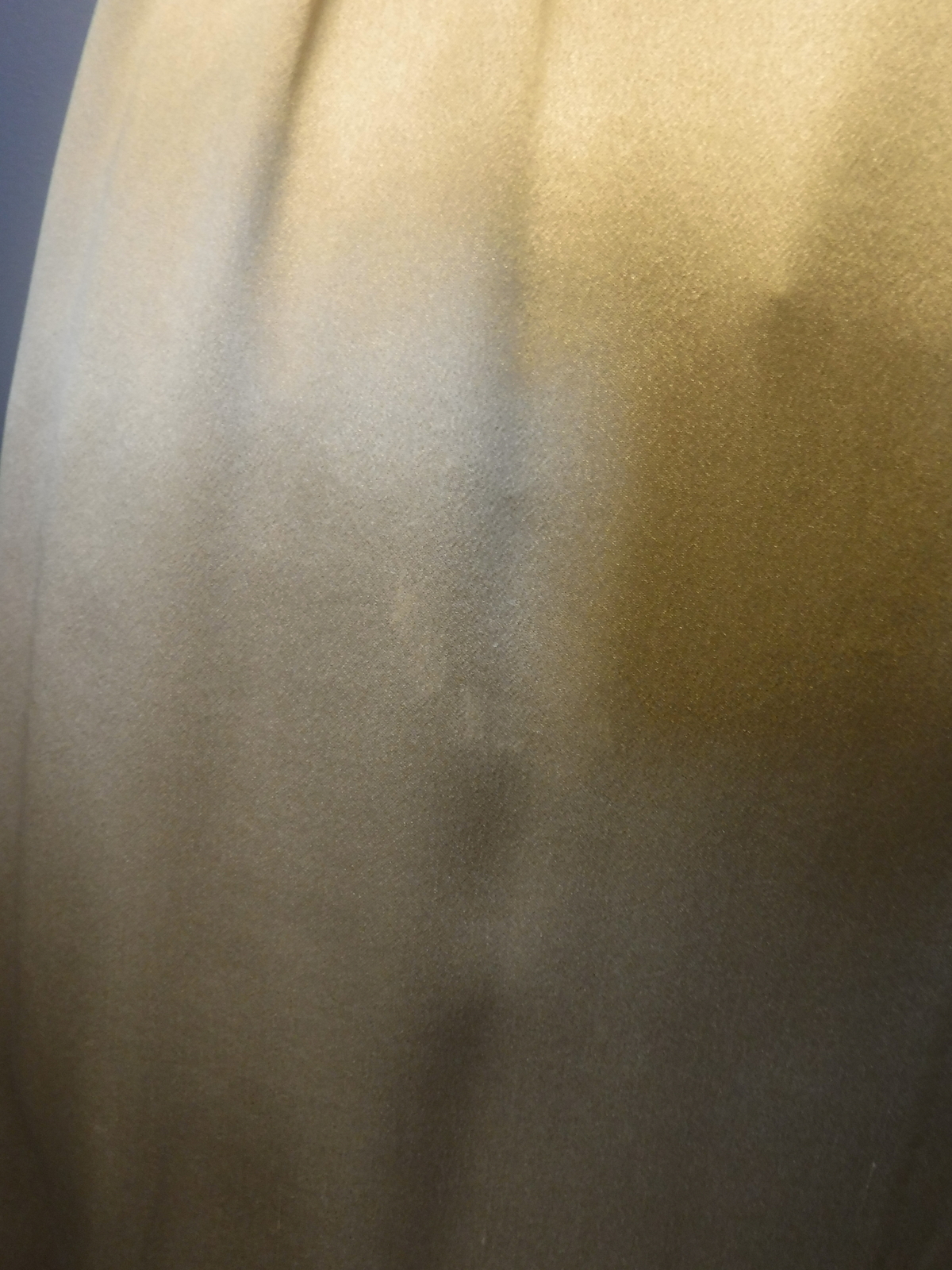 Gonna al ginocchio YVES SAINT LAURENT 100% seta verde oliva oro taglia Fr 38 US 6