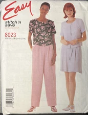 McCalls 8023 Loose Button Down Top Pants Shorts w Pockets Misses 8-14 Pattern UC