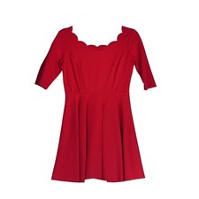 Lulus Red Dress Womens Size S Scalloped Neckline Fit Flare Mini