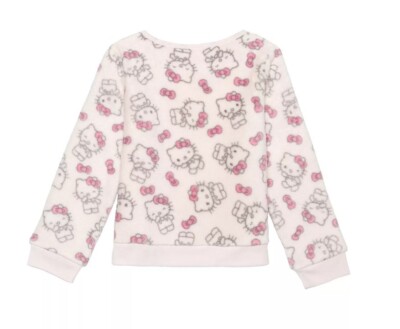 Hello Kitty Girls Cozy Plush Crewneck Pullover Sweatshirt NWT $38