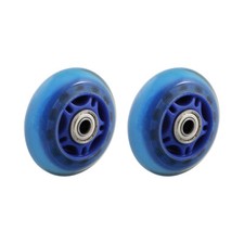 2 Pcs Blue Plastic 7cm Dia Inline Bearing Single Skateboard Shoes Wheel