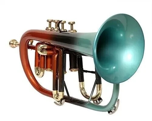 WOCHENENDVERKAUF NEU MESSING SILBER 4 VENTIL Bb/F FLUGEL HORN KOSTENLOSE HARTHÜLLE + MUNDSTÜCK - Bild 1 von 5