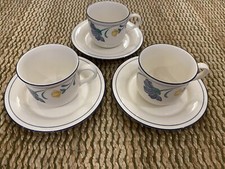 Lenox Chinastone Buttercups On Blue 3 Cups And Saucers