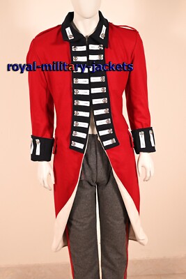 New men's wool British redcoat uniform jacket1770s