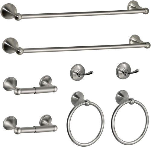 8 Pieces Bathroom Hardware Set Brushed Nickel Adjustable Expandable Towel Bars T - Picture 11 of 12