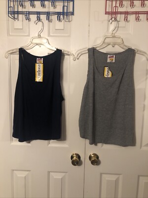 SOFFE Dri-release Racerback Short Tank Top Navy & Gray Size Large Unisex