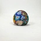 Vintage Matte Murano Millefiori Art Glass Mini Paperweight 2" X 2"