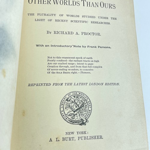 Other Worlds than Ours Richard Proctor HC Antiquarian Book Astronomy A.L. Burt - Foto 3 di 8