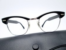 Vintage   US Optical Cat Eye Eyeglasses Frame 44 20 Chrome / Black 1/10 12K GF