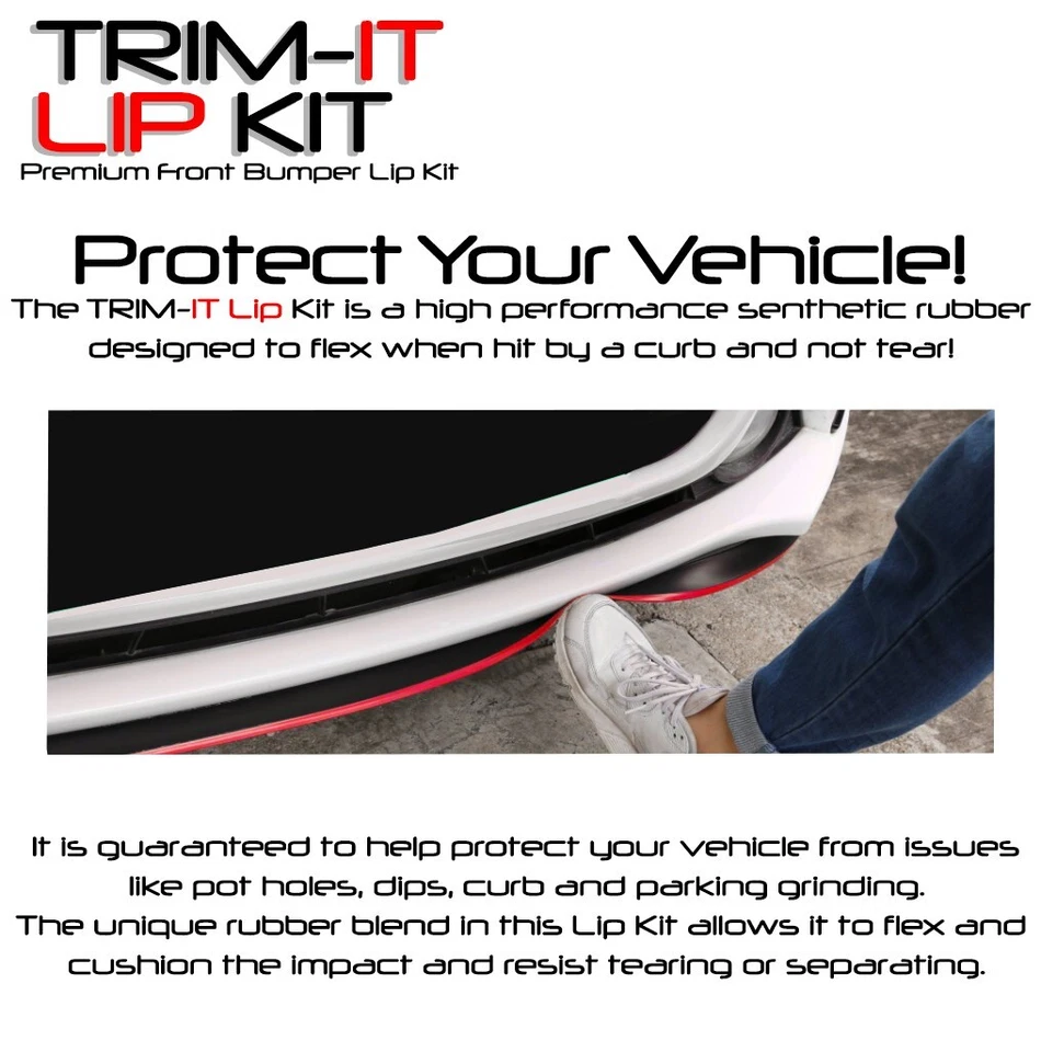 TRIM-IT Lip Kit Universal Fit Bumper Lip Spoiler Body Kit Wing Red Chevrolet - Image 3 of 4