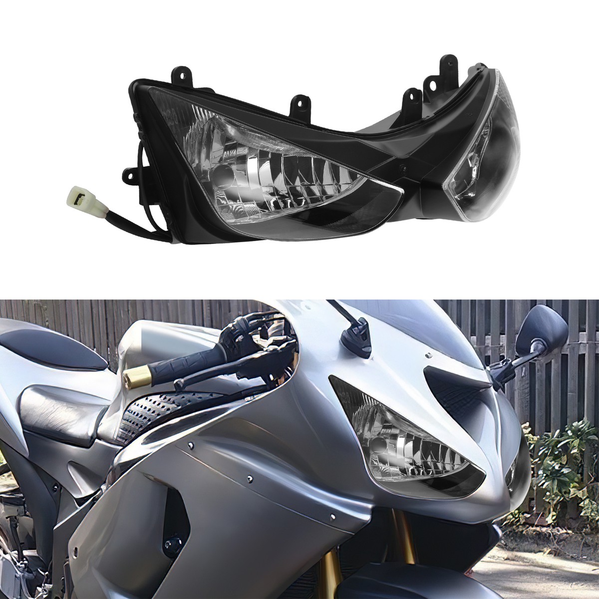 king Front Headlight Headlamp AssemblyFor Kawasaki Ninja ZX6R ZX636